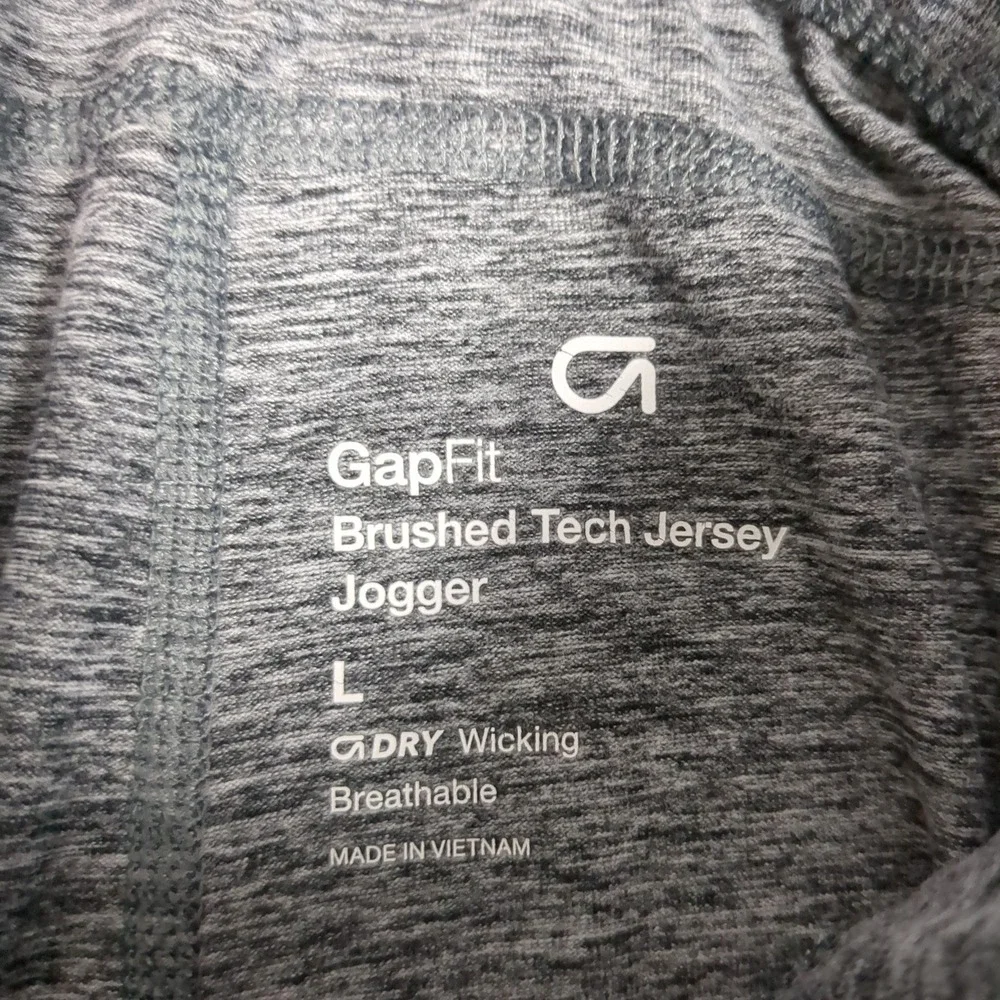 Gap Fit Brushed Tech Jersey Jogger Pants Heather Gray Mens Large gDRY Wicking
